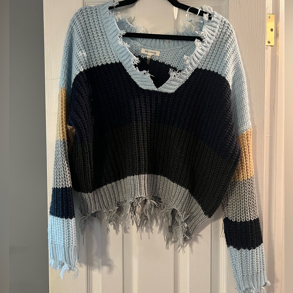 Lucky Clover Boutique, Multi-Colored Cropped Sweater, Size S/M